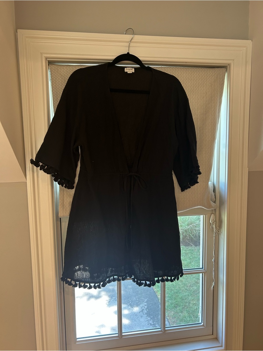Women's J Crew like new  Black Tassel-Trim Cover-Up Dress